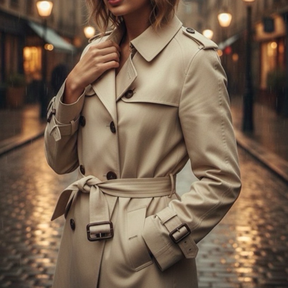 Coach New York Womens Double Breasted Belted Trench Coat Beige Size S